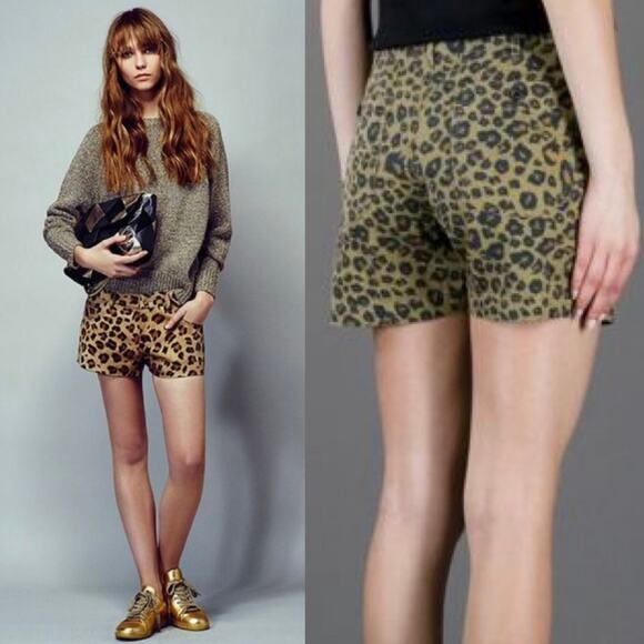 Laurence Doligé Paris Leopard Print 4" Cargo Shorts size Small/Medium - Picture 4 of 12